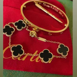 Love Bracelet and VCA Black Bracelet Combo