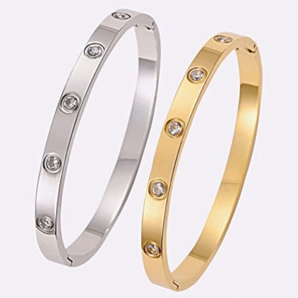 Classic Stylish Love Bracelets with CZ Stones/18K Gold Plated - Image 4